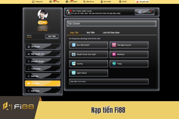 Tham khảo quy trình nạp tiền vào tài khoản Fi88 chi tiết nhất