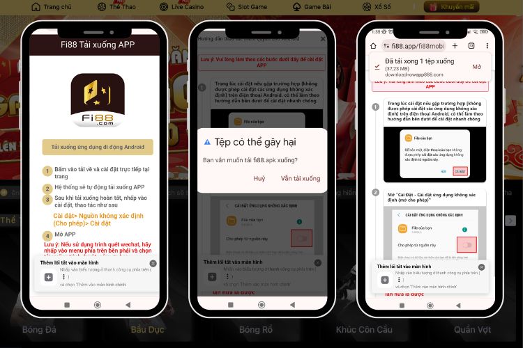 Thực hiện nhanh tải app Fi88 trên hệ điều hành Android